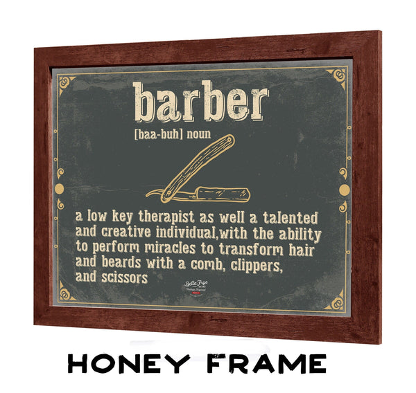 Bella Frye Barber Word Definition Wall Art - Gift for Barber Dictionary Artwork