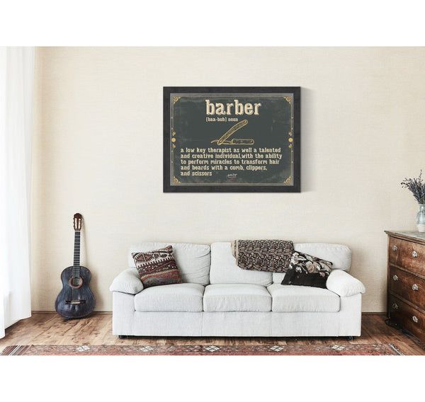 Bella Frye Barber Word Definition Wall Art - Gift for Barber Dictionary Artwork