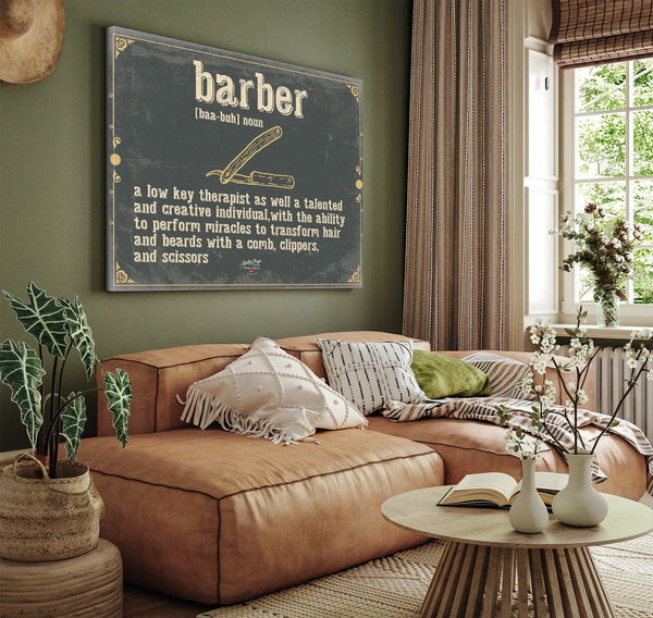 Bella Frye Barber Word Definition Wall Art - Gift for Barber Dictionary Artwork