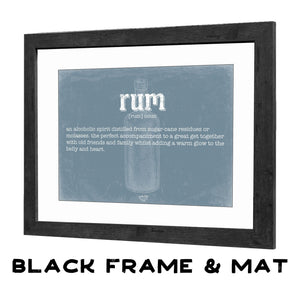 Bella Frye Rum Definition Wall Art - Gift for Rum Dictionary Artwork