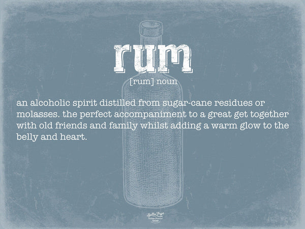 Bella Frye Rum Definition Wall Art - Gift for Rum Dictionary Artwork