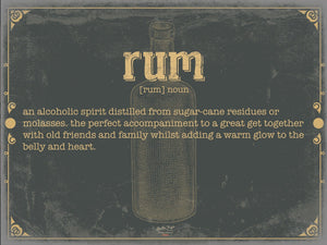 Bella Frye Rum Word Definition Wall Art - Gift for Rum Dictionary Artwork