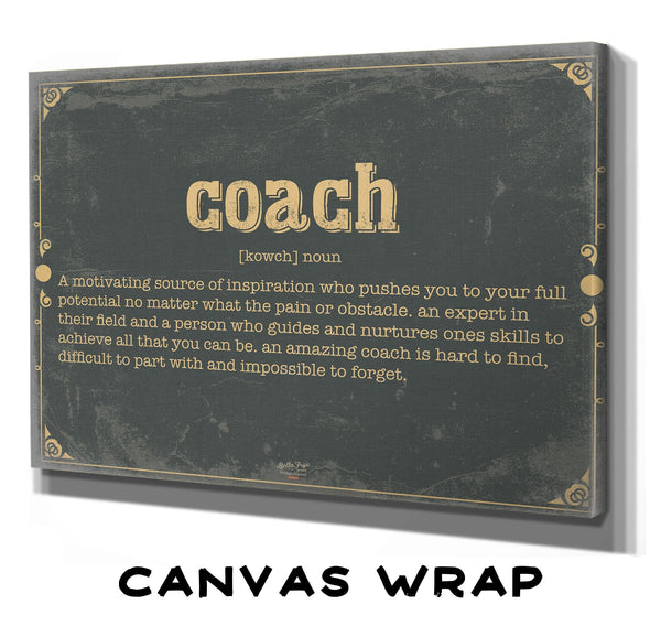 Bella Frye Coach Word Definition Wall Art - Gift for Coach Dictionary Artwork