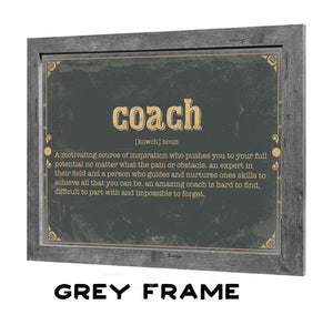 Bella Frye Coach Word Definition Wall Art - Gift for Coach Dictionary Artwork