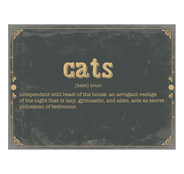 Bella Frye Cats Word Definition Wall Art - Gift for Cat Lover Artwork