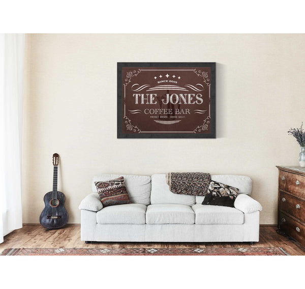 Bella Frye Coffee Sign Coffee Bar Decor Coffee Station Personalized Kitchen Wall Art