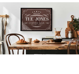 Bella Frye Coffee Sign Coffee Bar Decor Coffee Station Personalized Kitchen Wall Art