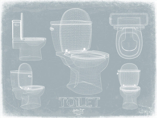 Bella Frye Toilet Humor Blueprint of Toilet Bathroom Art - Original Art