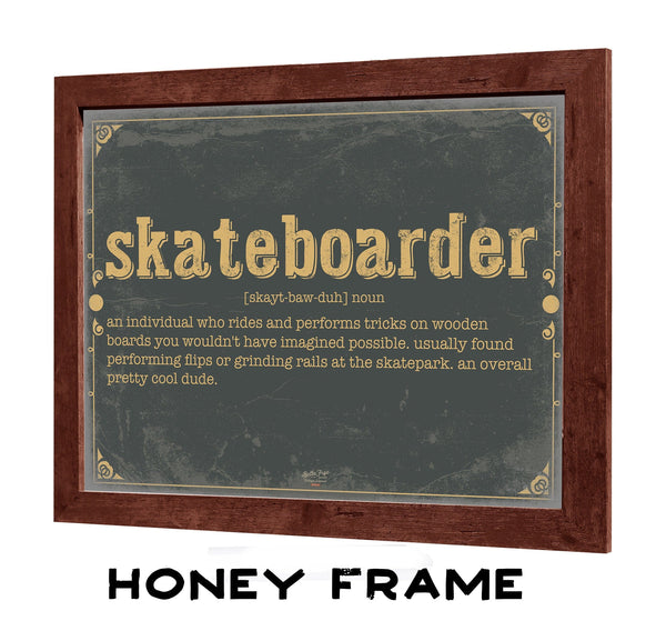 Bella Frye Skateboarder Word Definition Wall Art - Gift for Skateboarder Dictionary Artwork