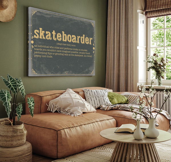 Bella Frye Skateboarder Word Definition Wall Art - Gift for Skateboarder Dictionary Artwork