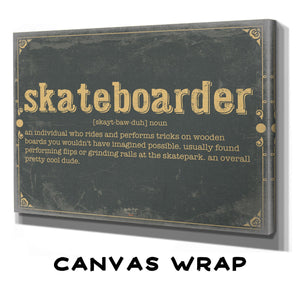 Bella Frye Skateboarder Word Definition Wall Art - Gift for Skateboarder Dictionary Artwork