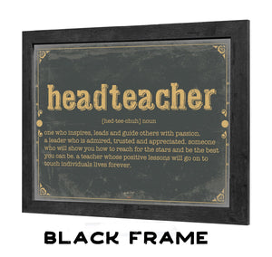 Bella Frye Headteacher Word Definition Wall Art - Gift for Headteacher Dictionary Artwork