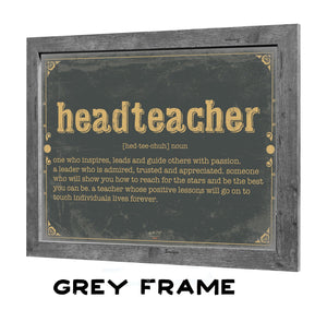 Bella Frye Headteacher Word Definition Wall Art - Gift for Headteacher Dictionary Artwork