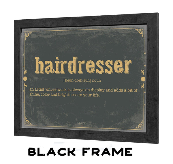 Bella Frye Hairdresser Word Definition Wall Art - Gift for Hairdresser Dictionary Artwork