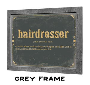 Bella Frye Hairdresser Word Definition Wall Art - Gift for Hairdresser Dictionary Artwork