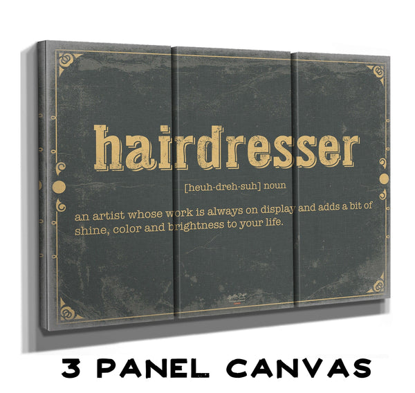 Bella Frye Hairdresser Word Definition Wall Art - Gift for Hairdresser Dictionary Artwork