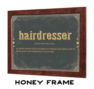 Bella Frye Hairdresser Word Definition Wall Art - Gift for Hairdresser Dictionary Artwork