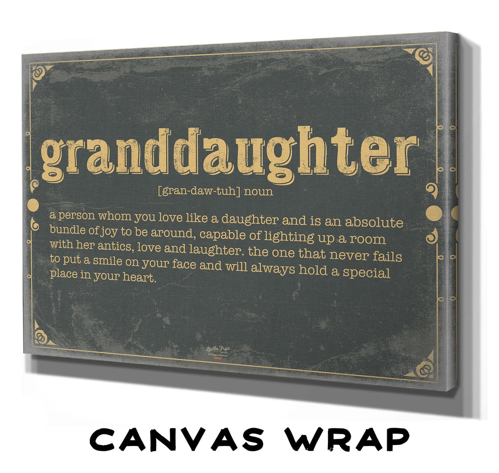 Bella Frye Granddaughter Word Definition Wall Art - Gift for Granddaughter Dictionary Artwork