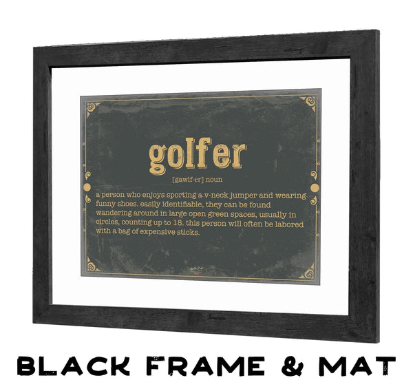 Bella Frye Golfer Word Definition Wall Art - Gift for Golfer Dictionary Artwork