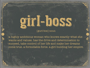 Bella Frye Girl-boss Word Definition Wall Art - Gift for Girlboss Dictionary Artwork