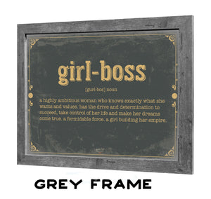 Bella Frye Girl-boss Word Definition Wall Art - Gift for Girlboss Dictionary Artwork