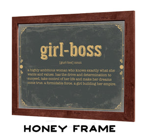 Bella Frye Girl-boss Word Definition Wall Art - Gift for Girlboss Dictionary Artwork