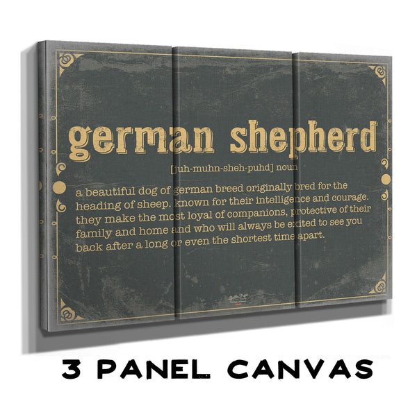 Bella Frye German Shepherd Word Definition Wall Art - Gift for German Shepherd Dictionary Artwork