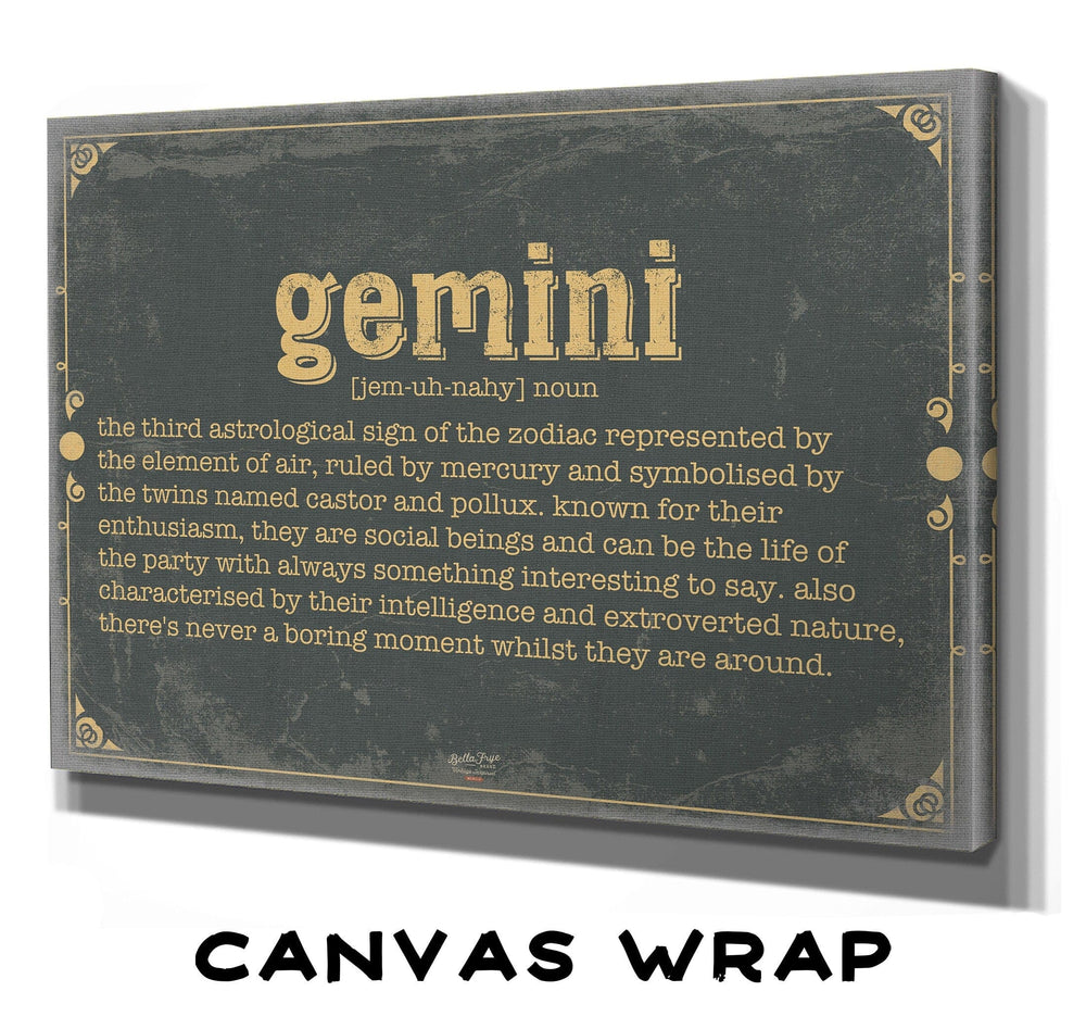 Bella Frye Gemini Word Definition Wall Art - Gift for Gemini Dictionary Artwork