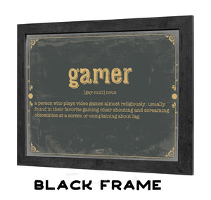 Bella Frye Gamer Word Definition Wall Art - Gift for Gamer Dictionary Artwork