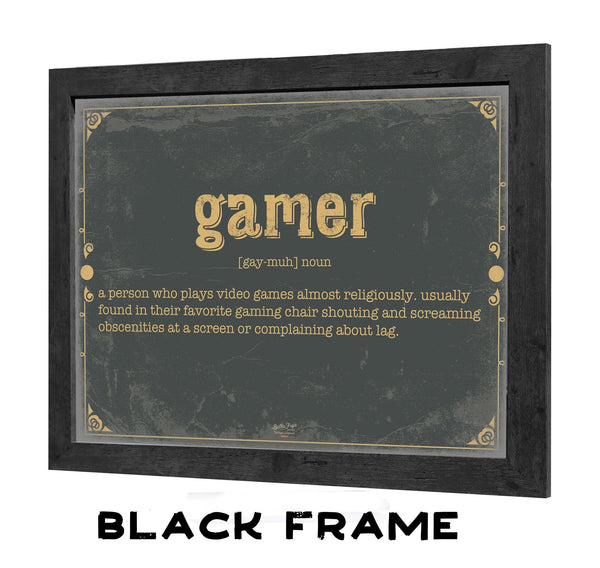 Bella Frye Gamer Word Definition Wall Art - Gift for Gamer Dictionary Artwork