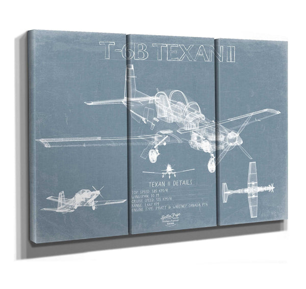 Bella Frye T-6B Texan II Blueprint Wall Art - Original Airplane Print