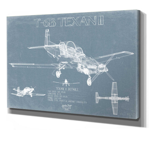 Bella Frye T-6B Texan II Blueprint Wall Art - Original Airplane Print