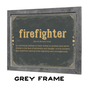 Bella Frye Firefighter Word Definition Wall Art - Gift for Firefighter Dictionary Artwork