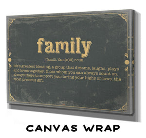 Bella Frye Family Word Definition Wall Art - Gift for Family Dictionary Artwork