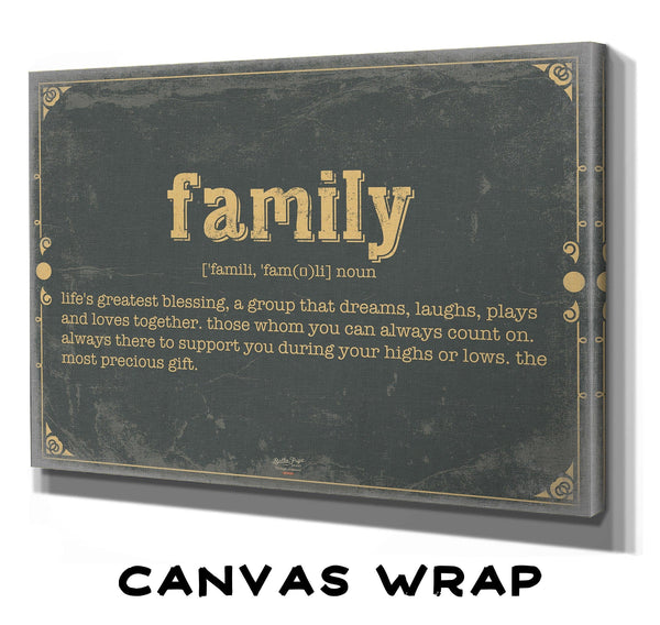 Bella Frye Family Word Definition Wall Art - Gift for Family Dictionary Artwork