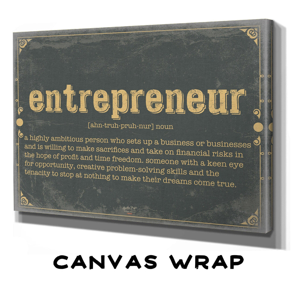 Bella Frye Entrepreneur Word Definition Wall Art - Gift for Entrepreneur Dictionary Artwork