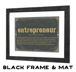 Bella Frye Entrepreneur Word Definition Wall Art - Gift for Entrepreneur Dictionary Artwork