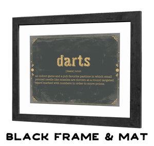 Bella Frye Darts Word Definition Wall Art - Gift for Darts Dictionary Artwork