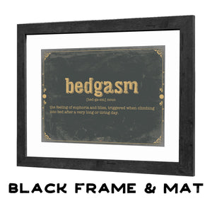 Bella Frye Bedgasm Word Definition Wall Art - Gift for Bedgasm Dictionary Artwork