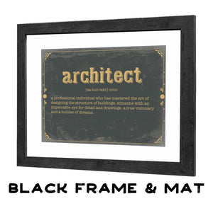 Bella Frye Architect Word Definition Wall Art - Gift for Architect Dictionary Artwork