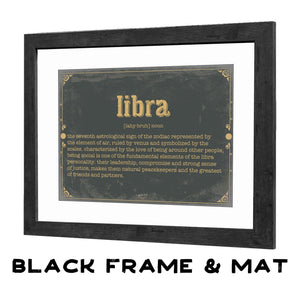 Bella Frye Libra Word Definition Wall Art - Gift for Libra Dictionary Artwork