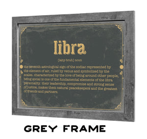 Bella Frye Libra Word Definition Wall Art - Gift for Libra Dictionary Artwork