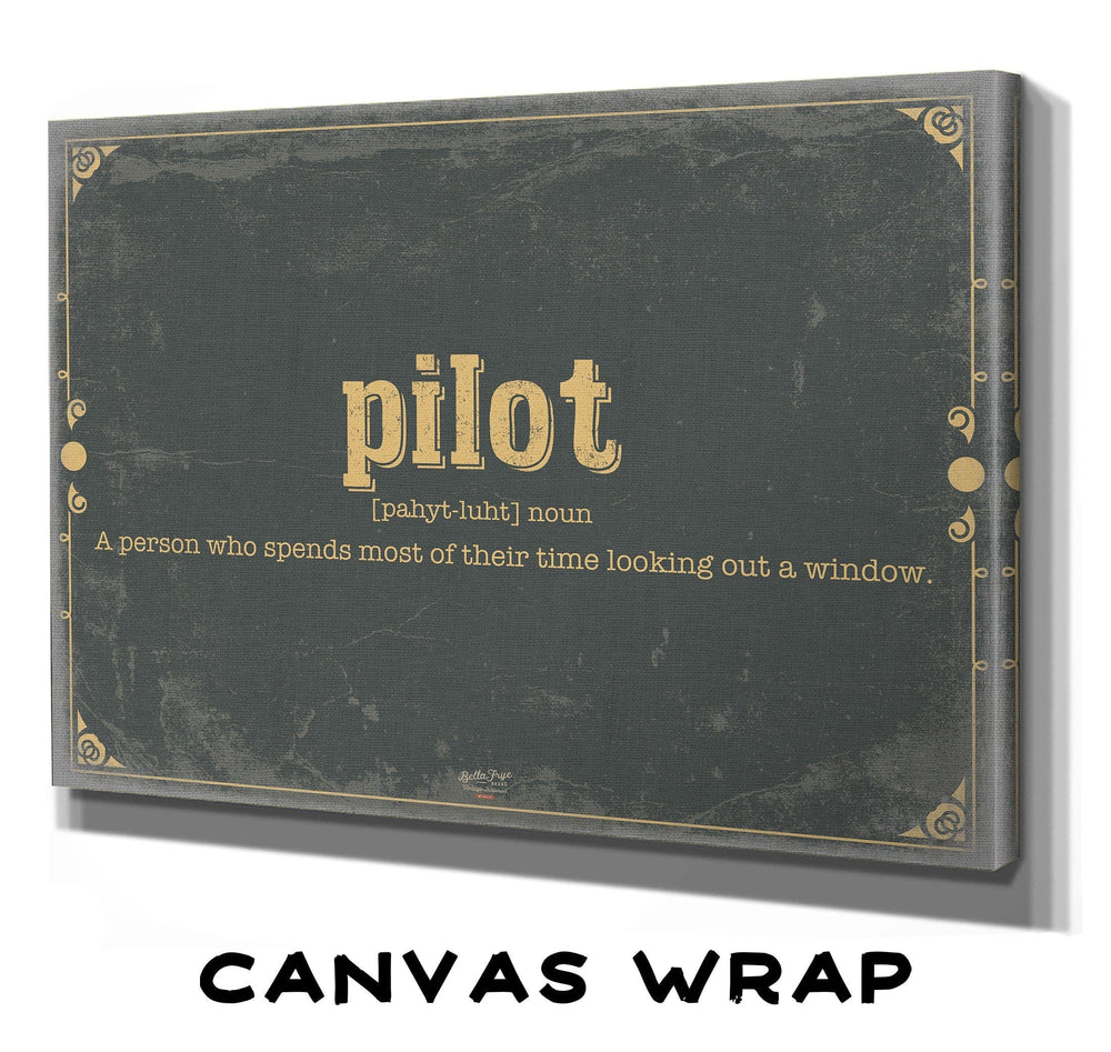 Bella Frye Pilot Word Definition Wall Art - Gift for Pilot Dictionary Artwork