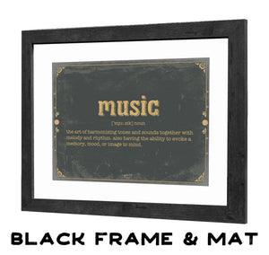 Bella Frye Music Word Definition Wall Art - Gift for Music Dictionary Artwork