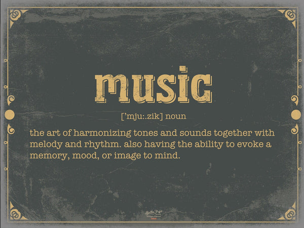 Bella Frye Music Word Definition Wall Art - Gift for Music Dictionary Artwork