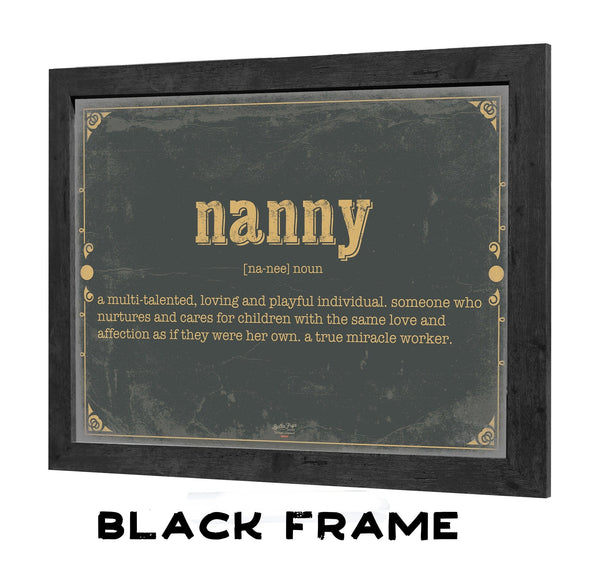 Bella Frye Nanny Word Definition Wall Art - Gift for Nanny Dictionary Artwork