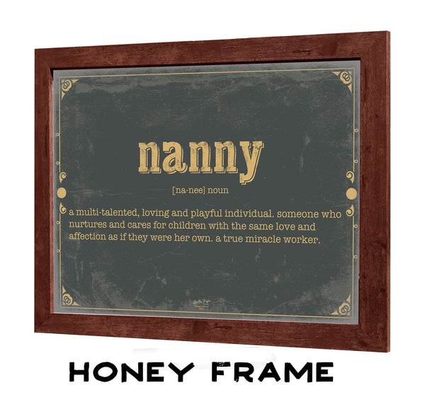 Bella Frye Nanny Word Definition Wall Art - Gift for Nanny Dictionary Artwork