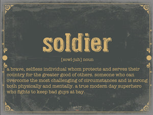 Bella Frye Soldier Word Definition Wall Art - Gift for Soldier Dictionary Artwork