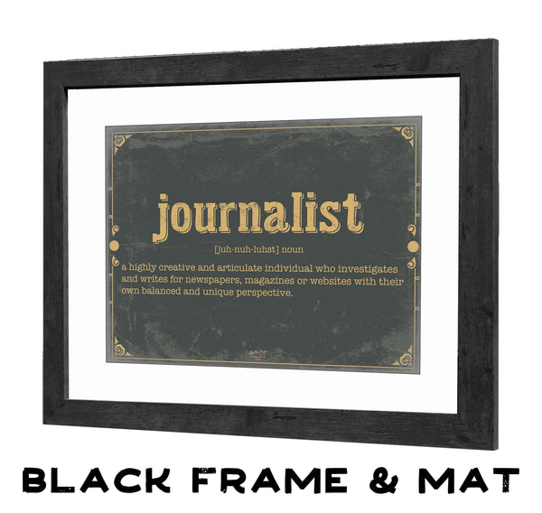 Bella Frye Journalist Word Definition Wall Art - Gift for Journalist Dictionary Artwork