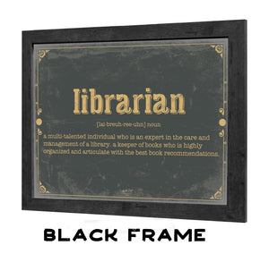 Bella Frye Librarian Word Definition Wall Art - Gift for Librarian Dictionary Artwork